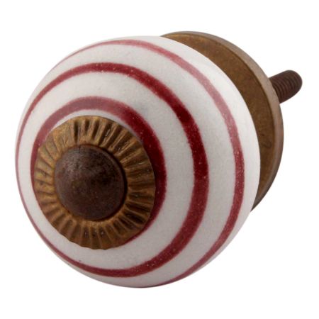 Cherry Striped Small Ceramic Cabinet Knobs